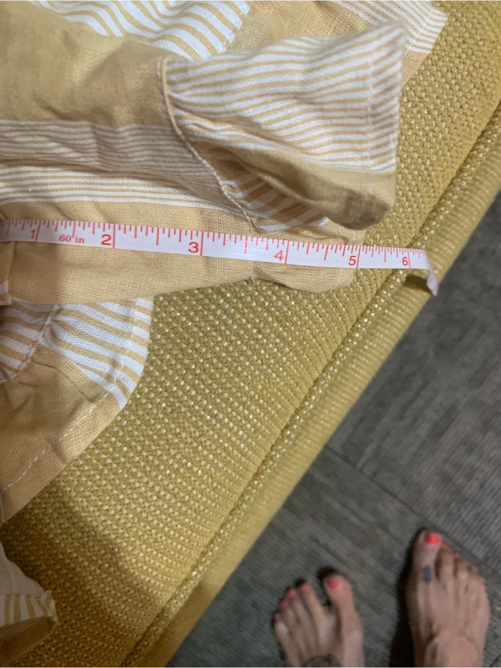 Striped Yellow Ruffle-Hem Skort with Smocked Waist - Picture 11 of 13